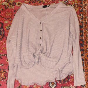 Out From Under Oversized Thermal Button-Front Top